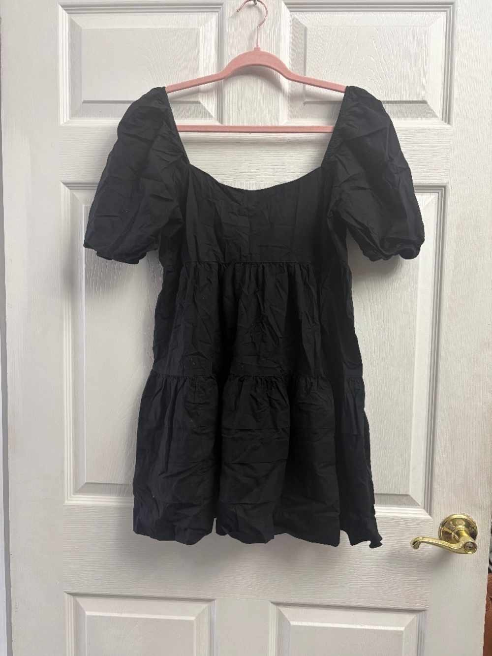 American Eagle Black Puff Sleeve Flowy Mini Dress
